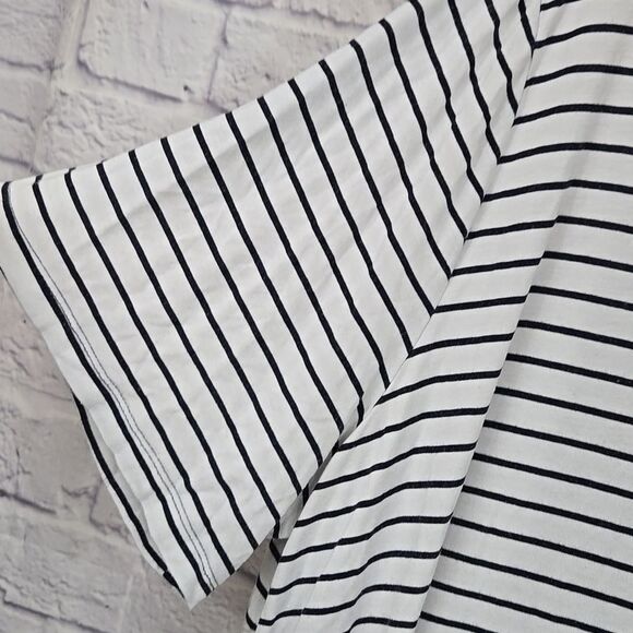 Cato 26/28 Plus Size White Striped Blue Floral Blouse Casual Knit Tee Summer Top - Picture 5 of 11